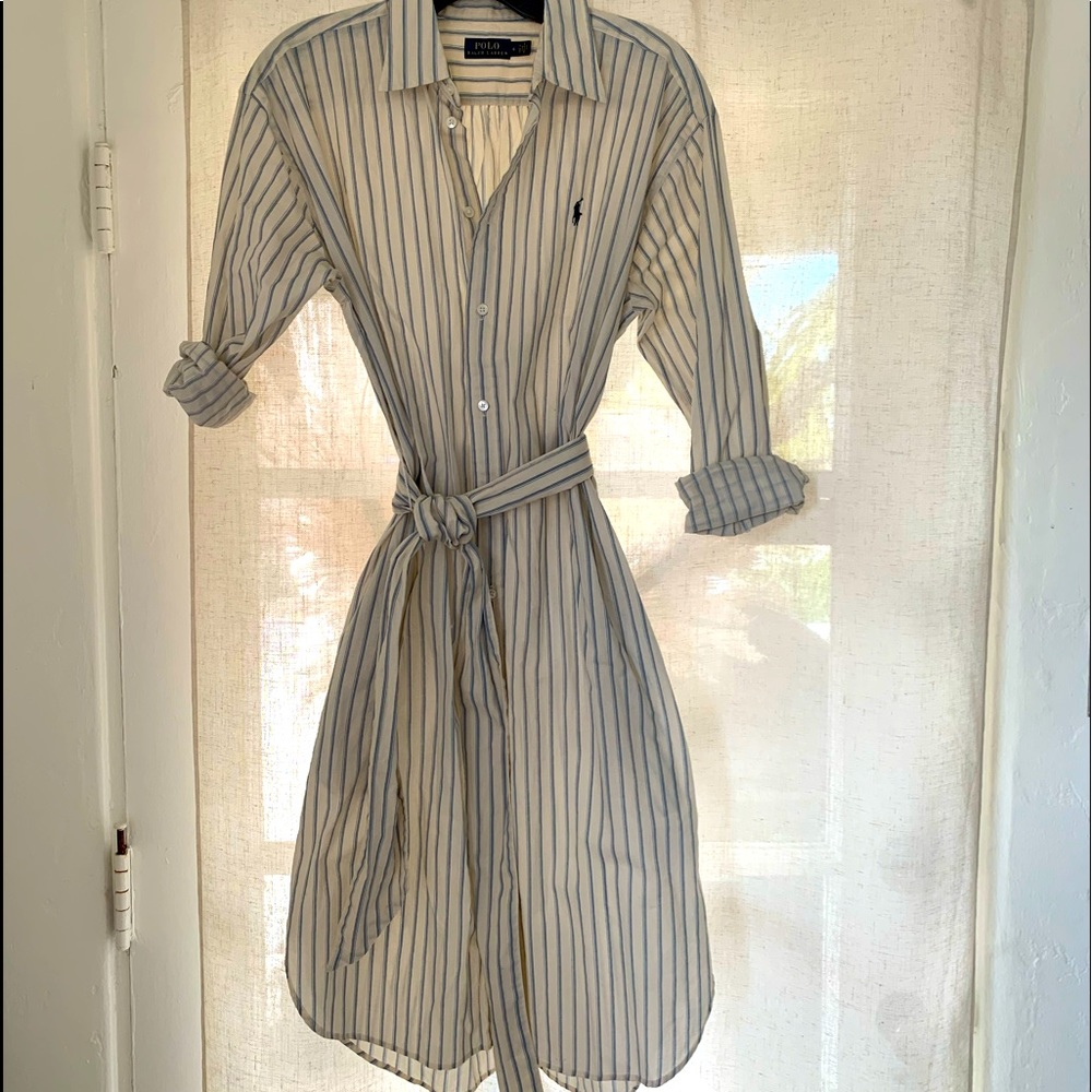Polo shirt dress, knee-length. Absolutely adorable with boots!